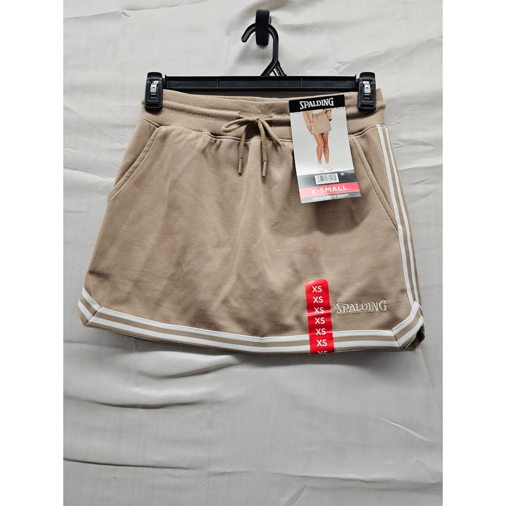 Spalding Womens Tech Fleece Skort Tan Khaki Athletic‎ Mini Skirt XS NWT 133647